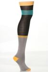 Ladies 1 Pair Jonathan Aston Multi Stripe Shiny Over The Knee Socks 50% OFF
