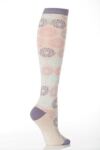 Ladies 1 Pair Elle Patterned Knee High Sock With Curly Top In 4 Colours