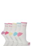 Ladies 5 Pair Elle Rib Ankle Sport Socks With Cushioned Foot In 2 Colours