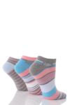Ladies 3 Pair Elle Striped Cotton Trainer Liners In 2 Colours