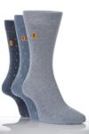 Mens 3 Pair Farah F Tab Patterned Sock With Gentle Grip In 3 Colours