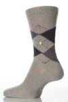Mens 1 Pair Burlington Original Extra Soft Argyle Sock In 18 Colours Grey / Aubergine