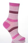 Ladies 1 Pair Levante Striped Organic Cotton Crew Socks In 3 Colours