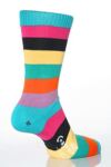 Mens 1 Pair Corgi 100% Cotton Block Stripe Socks In 3 Multi Colours