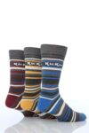 Mens 3 Pair Kickers Cushioned Foot Daily Striped Socks