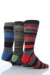 Mens 3 Pair Kickers Cushioned Foot Bold Striped Socks