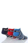 Mens 3 Pair Kickers Classic Stripe Trainer Liner Socks