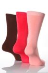 Ladies 3 Pair SockShop Plain Bamboo Socks In 7 Colours Pure Chocolate, Rose & Hot Coral