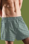 Mens 2 Pack Jeep 100% Cotton Woven Aqua Blue Checked Boxer Shorts
