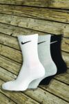 Mens & Ladies 3 Pair Nike Sports Cotton Half Cushioned Crew Socks In 3 Colours