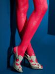 Ladies 1 Pair Jonathan Aston Metallic Brocade Print Tights In 2 Colours