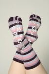Ladies 1 Pair Elle Striped Angora Toe Socks In 3 Colours