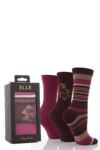 Ladies 3 Pair Elle Bamboo Plain And Stripe Gift Box In 2 Colours