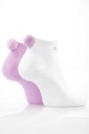Ladies 2 Pair Elle Cotton Trainer Liner With Pom Pom In 3 Colours