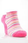 Ladies 2 Pair Elle Cotton Stripe & Plain Terry Trainer Liner In 3 Colours