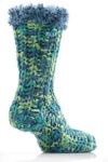 Ladies 1 Pair Elle Knitted Chunky Ribbed Bootie with Feather Cuff In 2 Colours