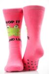 Ladies 1 Pair SockShop Hop It Frog Cotton Rich Slipper Socks