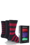 Mens 3 Pair Farah Stripe & Plain Socks Gift Set In 4 Colours