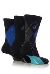 Mens 3 Pair Glenmuir Classic Bamboo Argyle Socks In 3 Colours
