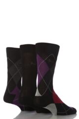 Mens 3 Pair Pringle Strathaven Full Argyle Bamboo Socks In 3 Colours