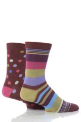 Mens 2 Pair SockShop Bamboo Spot & Stripe Socks In 3 Colours