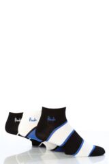 Mens 3 Pair Pringle Chunky Stripe Bamboo Trainer Liner Socks In 3 Colours