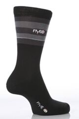 Mens 2 Pair FiveG Horizontal Stripes Trouser Socks made with Fairtrade Cotton