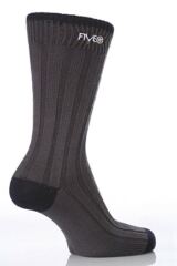 Mens 2 Pair FiveG Wide Rib Contrast Heel & Toe Socks made with Fairtrade Cotton