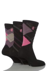 Mens 3 Pair Pringle Of Scotland Argyle Bamboo Socks