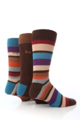 Mens 3 Pair Pringle Angus Multi Stripe Bamboo Leisure Socks In 4 Colours