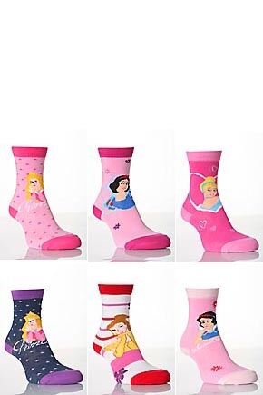 Girls 4 Pair TM Disney Princesses Socks In 2 Assortments Assorted