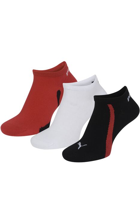 Mens & Ladies 3 Pair Puma Ring Sneaker Socks In 3 Colours Black - White - Red 6-8