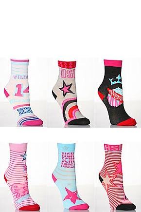 Girls 4 Pair TM High School Musical Socks Assorted