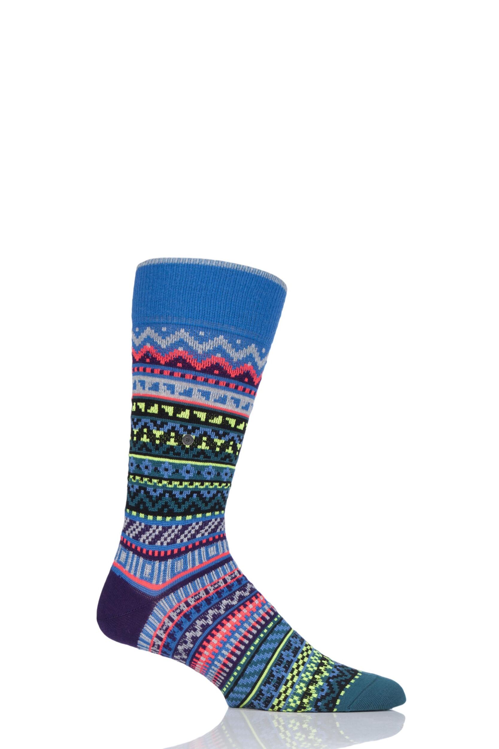 Mens 1 Pair Burlington Fair Isle Virgin Wool Socks eBay