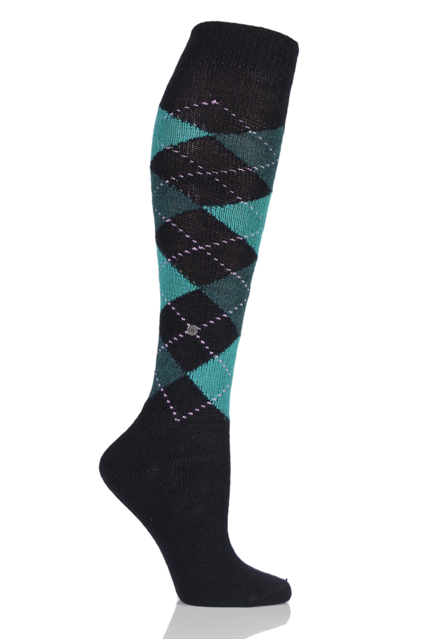 Ladies 1 Pair Burlington Whitby Extra Soft Argyle Knee High Socks eBay