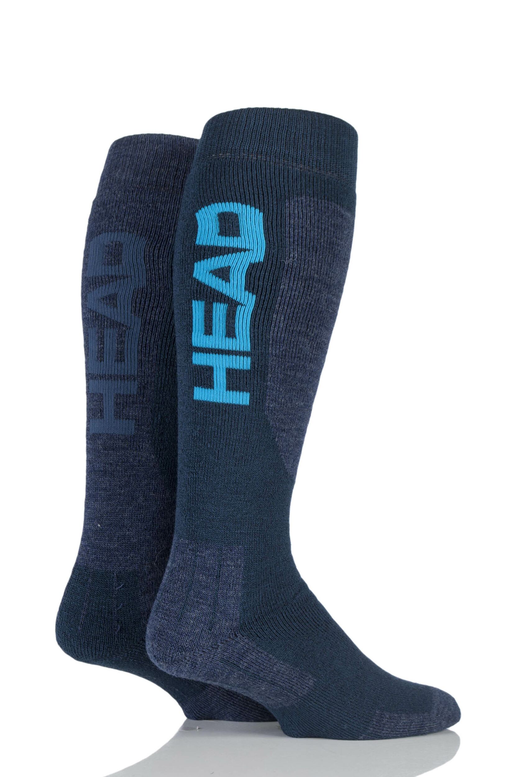 Mens 2 Pair Head Wool Blend Ski Socks