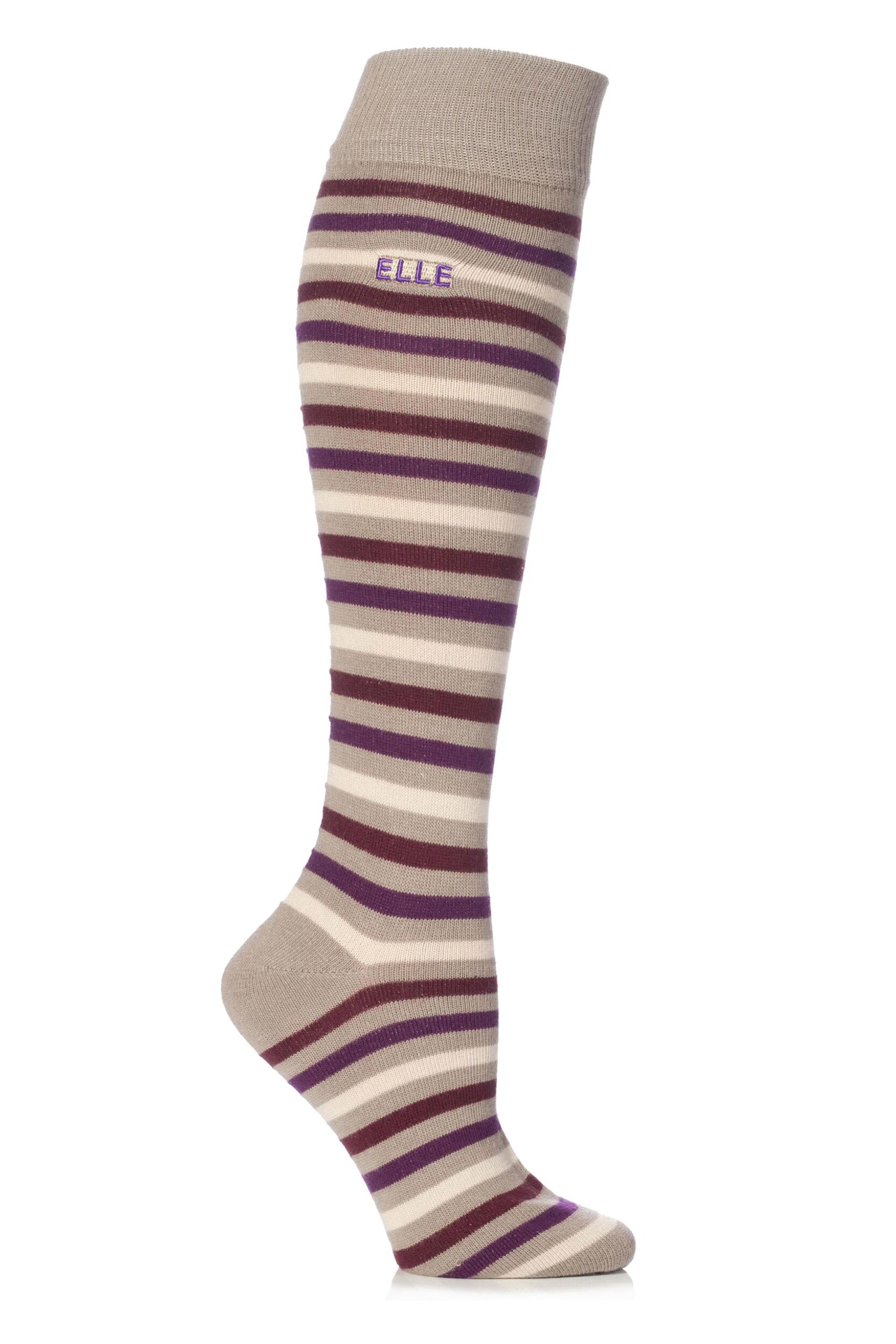 Ladies 1 Pair Elle Wool & Viscose Striped Knee High Socks eBay