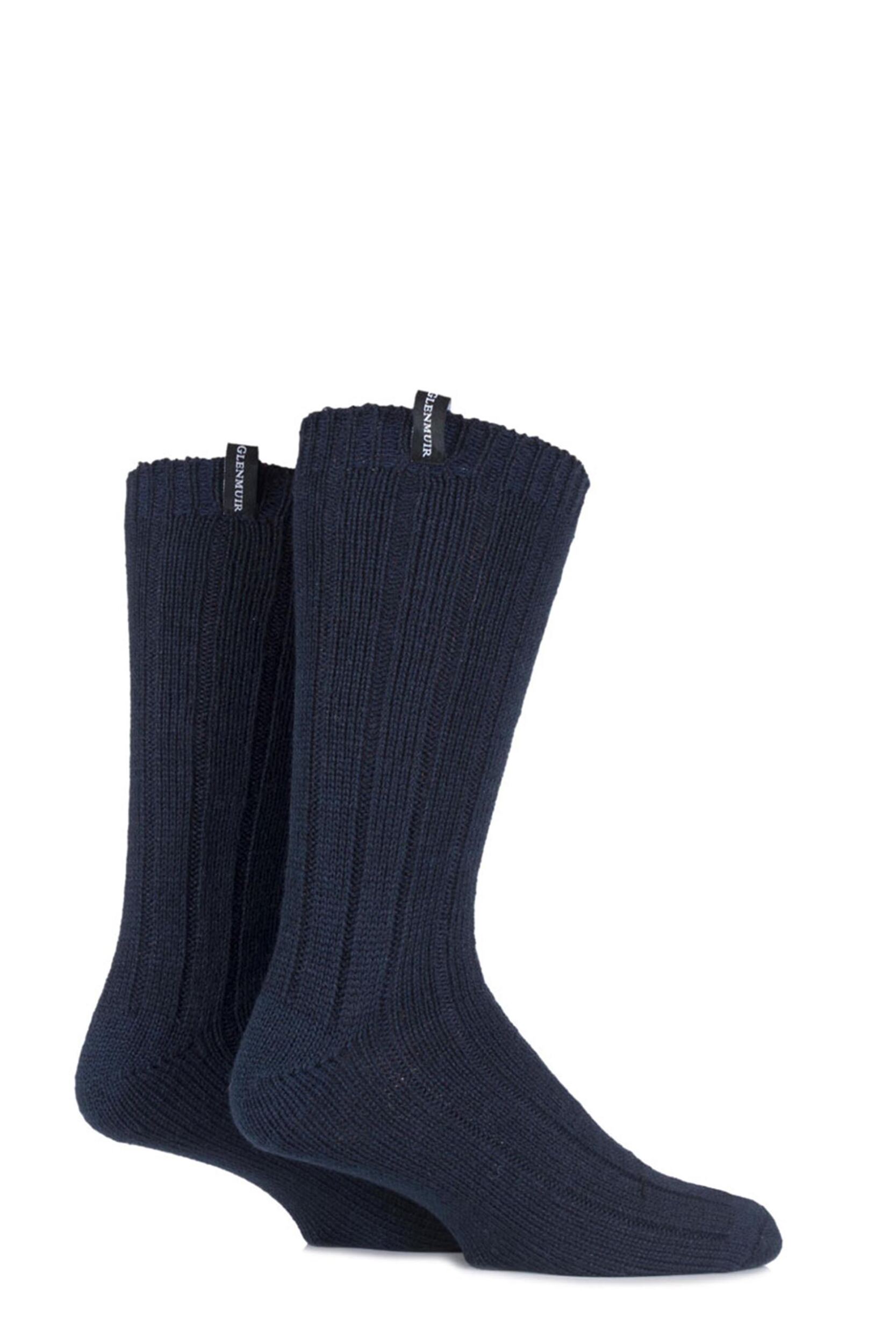 Mens 2 Pair Glenmuir Merino Wool Blend Ribbed Boot Socks eBay
