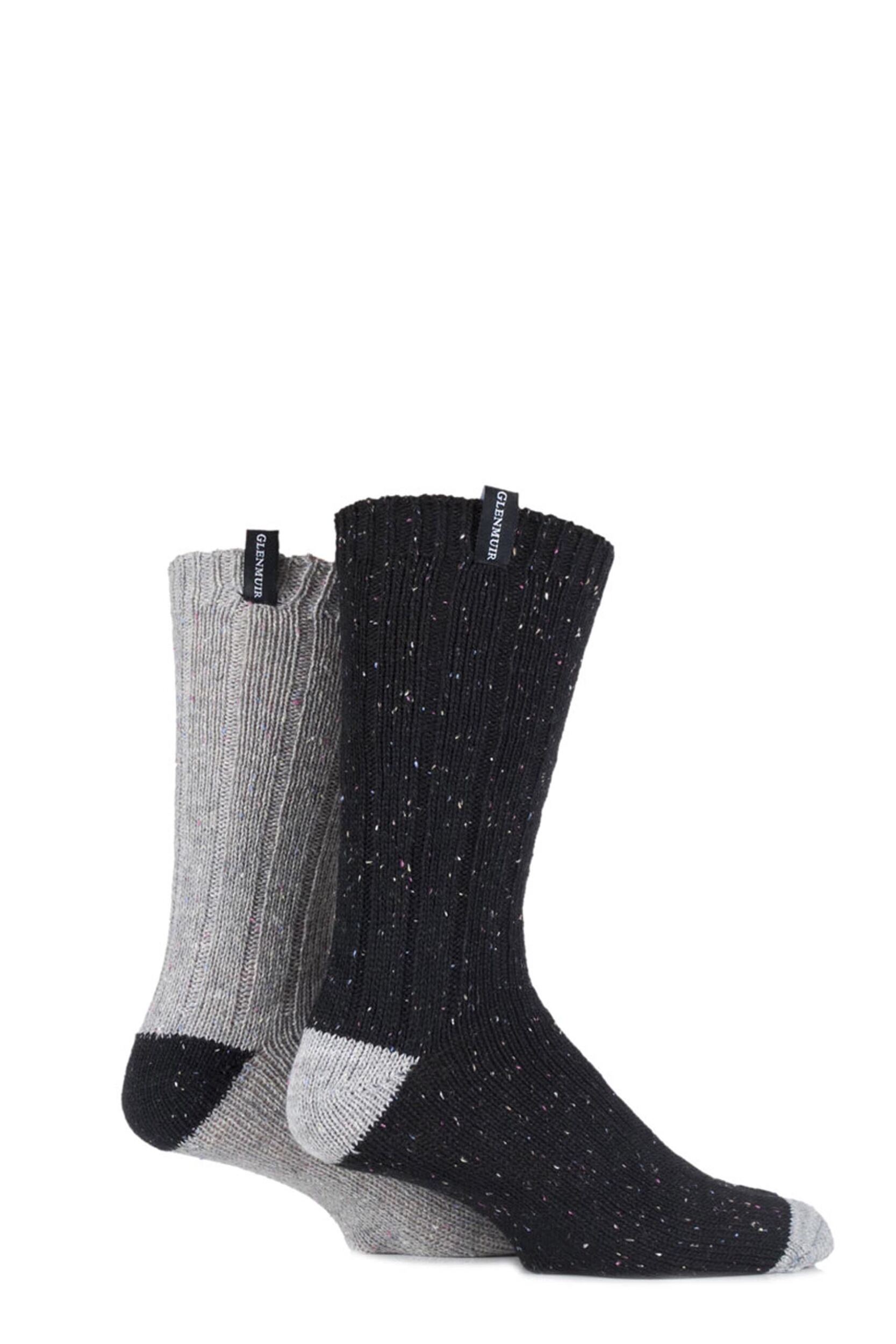 Mens 2 Pair Glenmuir Merino Wool Blend Ribbed Marl Boot Socks eBay