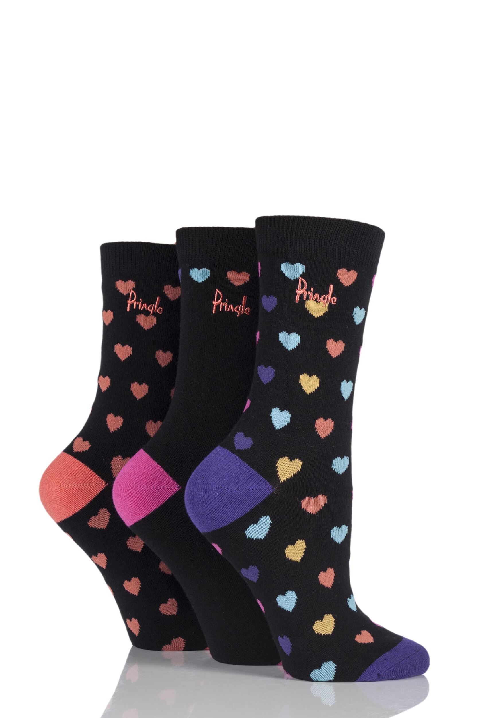 Ladies 3 Pair Pringle Rosie Heart Patterned Cotton Socks eBay