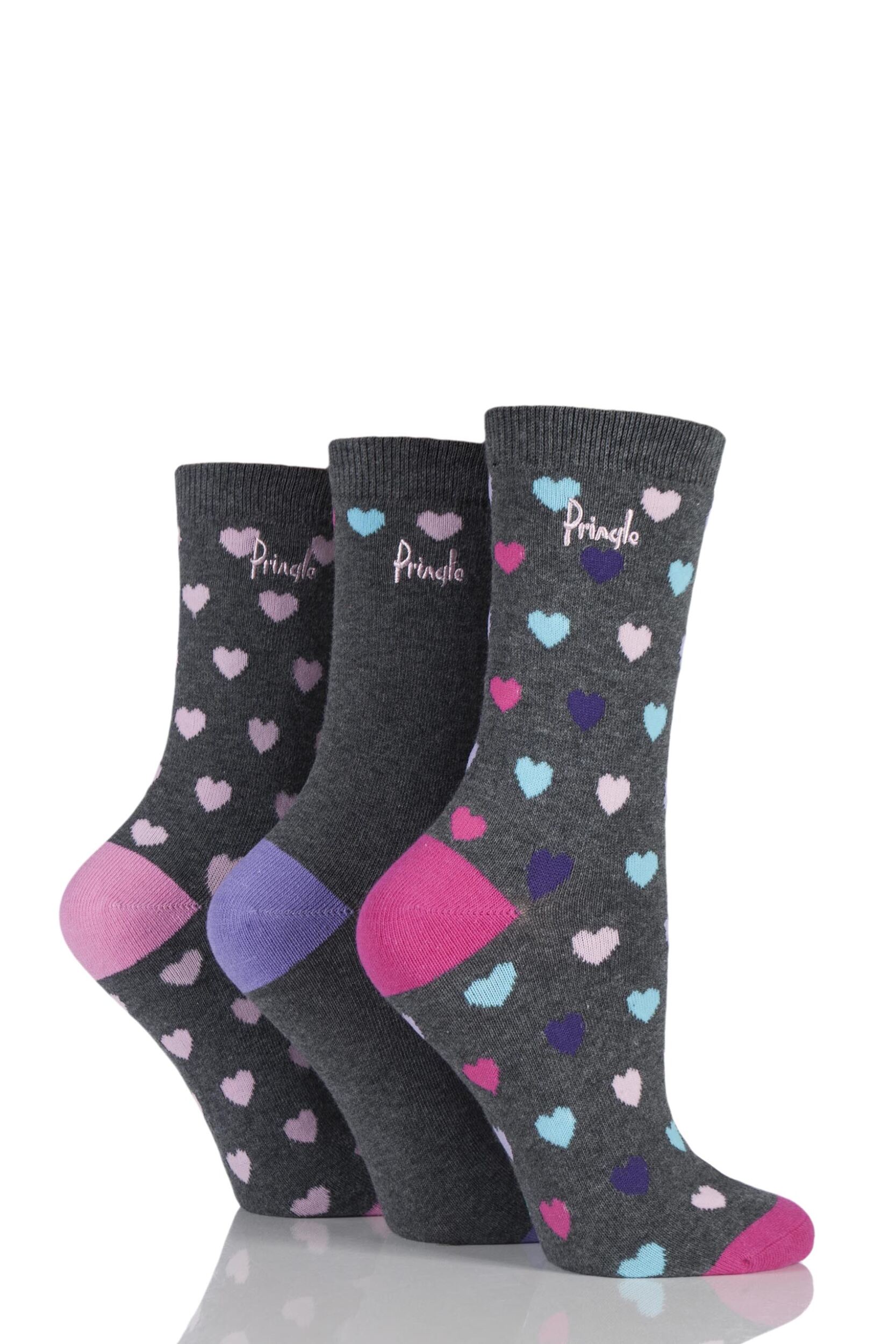 Ladies 3 Pair Pringle Rosie Heart Patterned Cotton Socks eBay