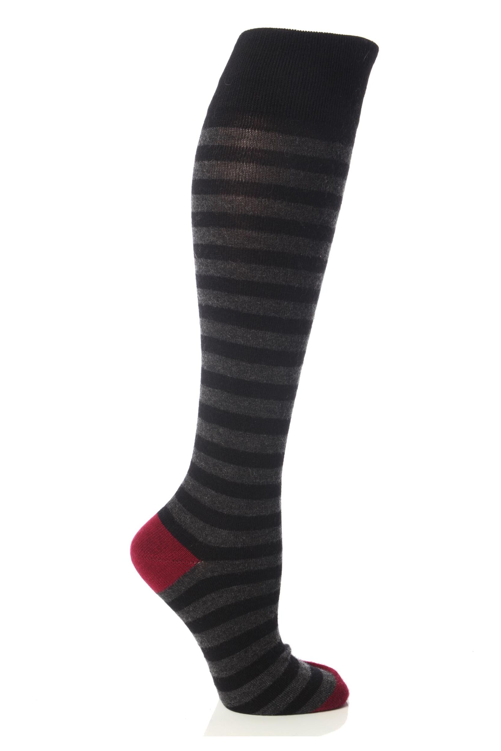 Ladies 1 Pair Elle Wool & Viscose Striped Knee High Socks eBay