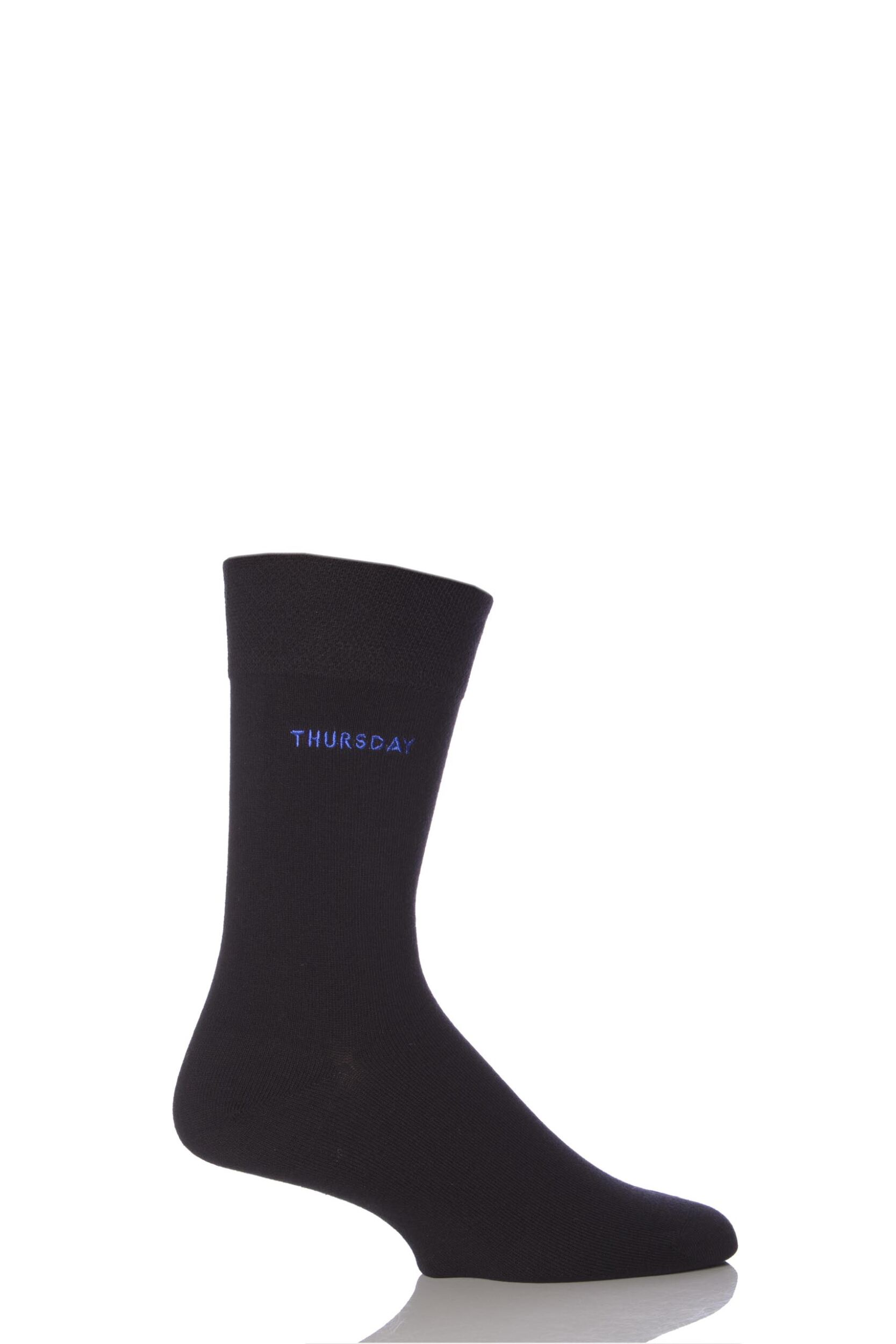 Mens 1 Pair SockShop Individual Days Of The Week Black Embroidered Socks