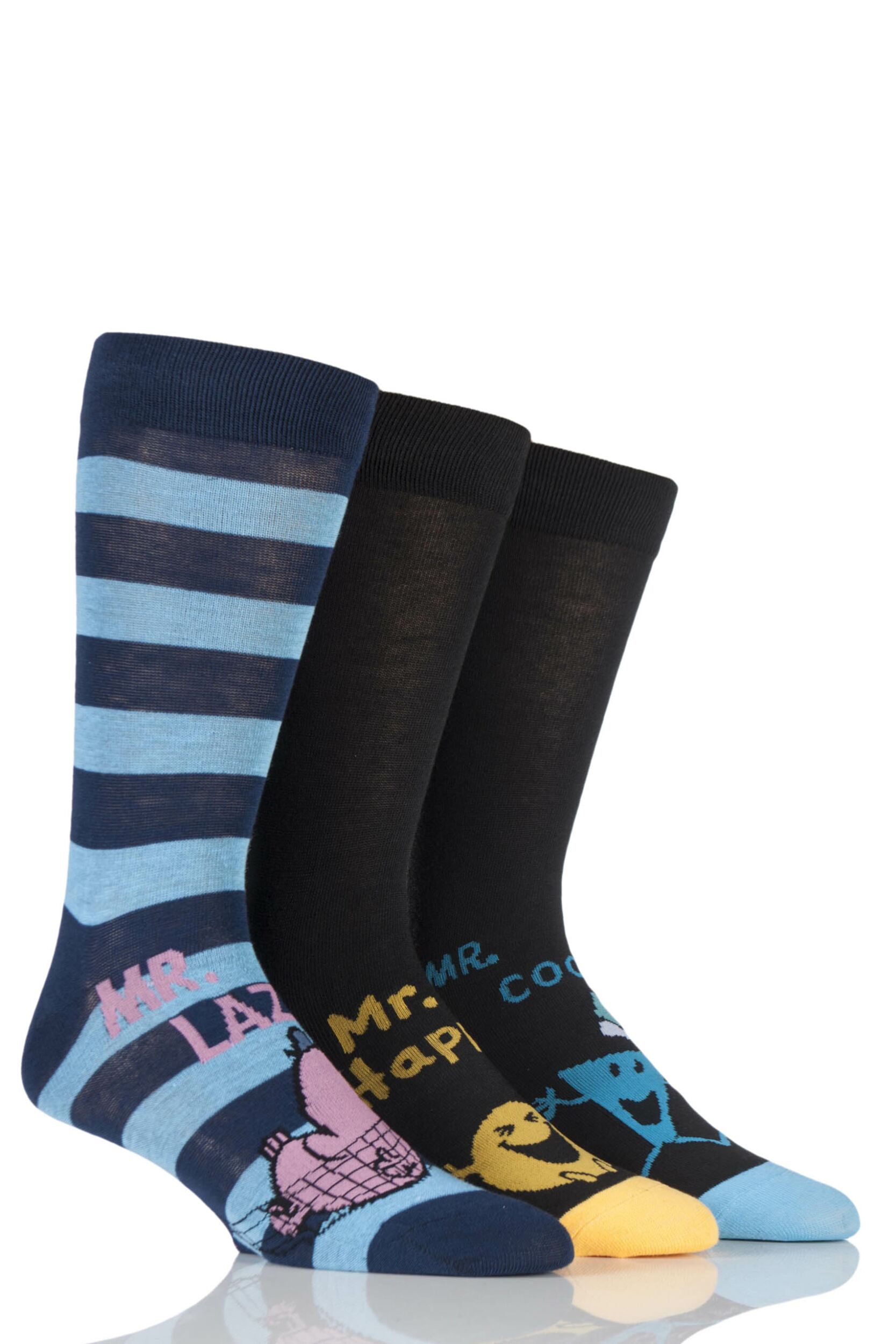 Mens 3 Pair TM Mr. Men Character Socks eBay
