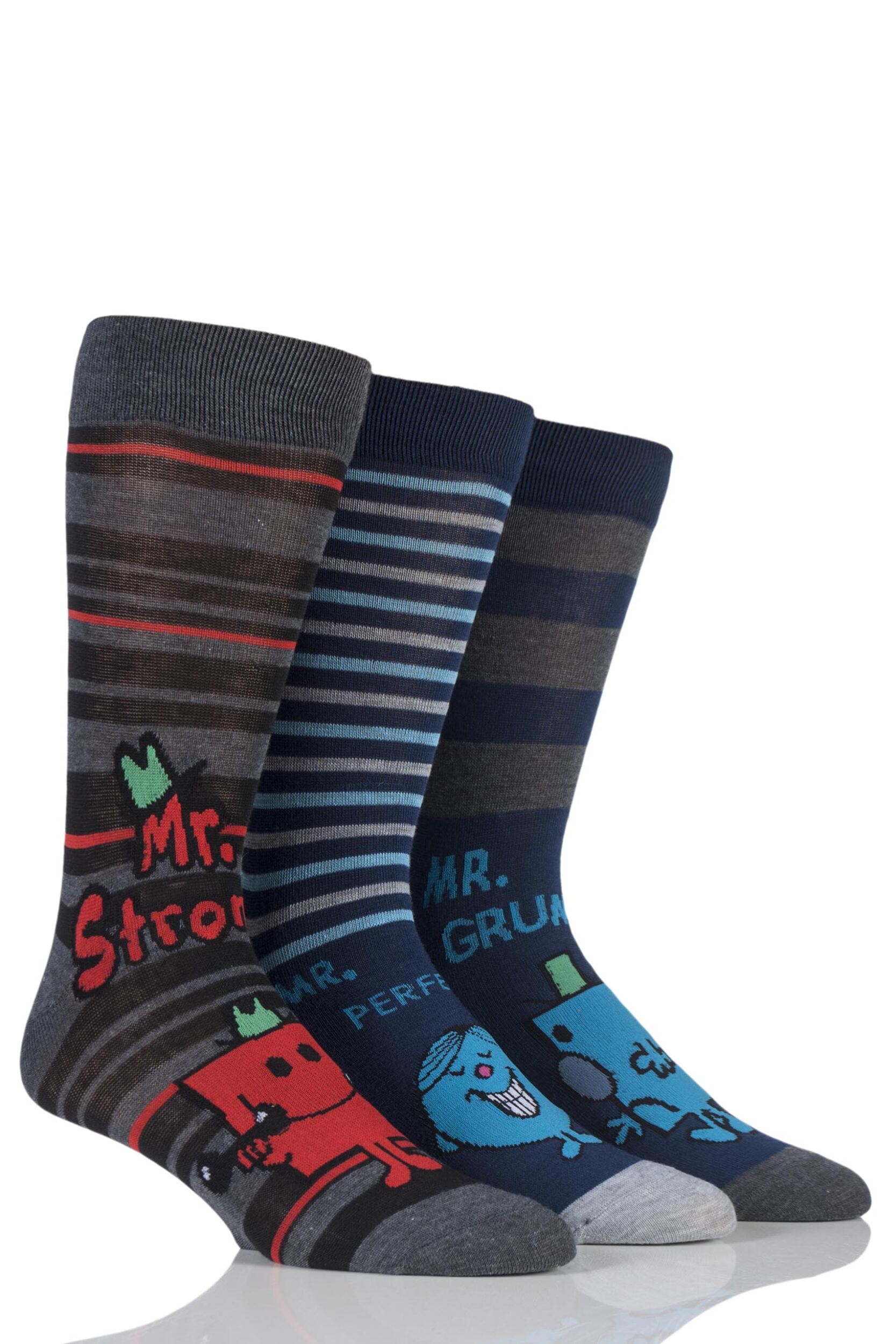 Mens 3 Pair TM Mr. Men Character Socks eBay