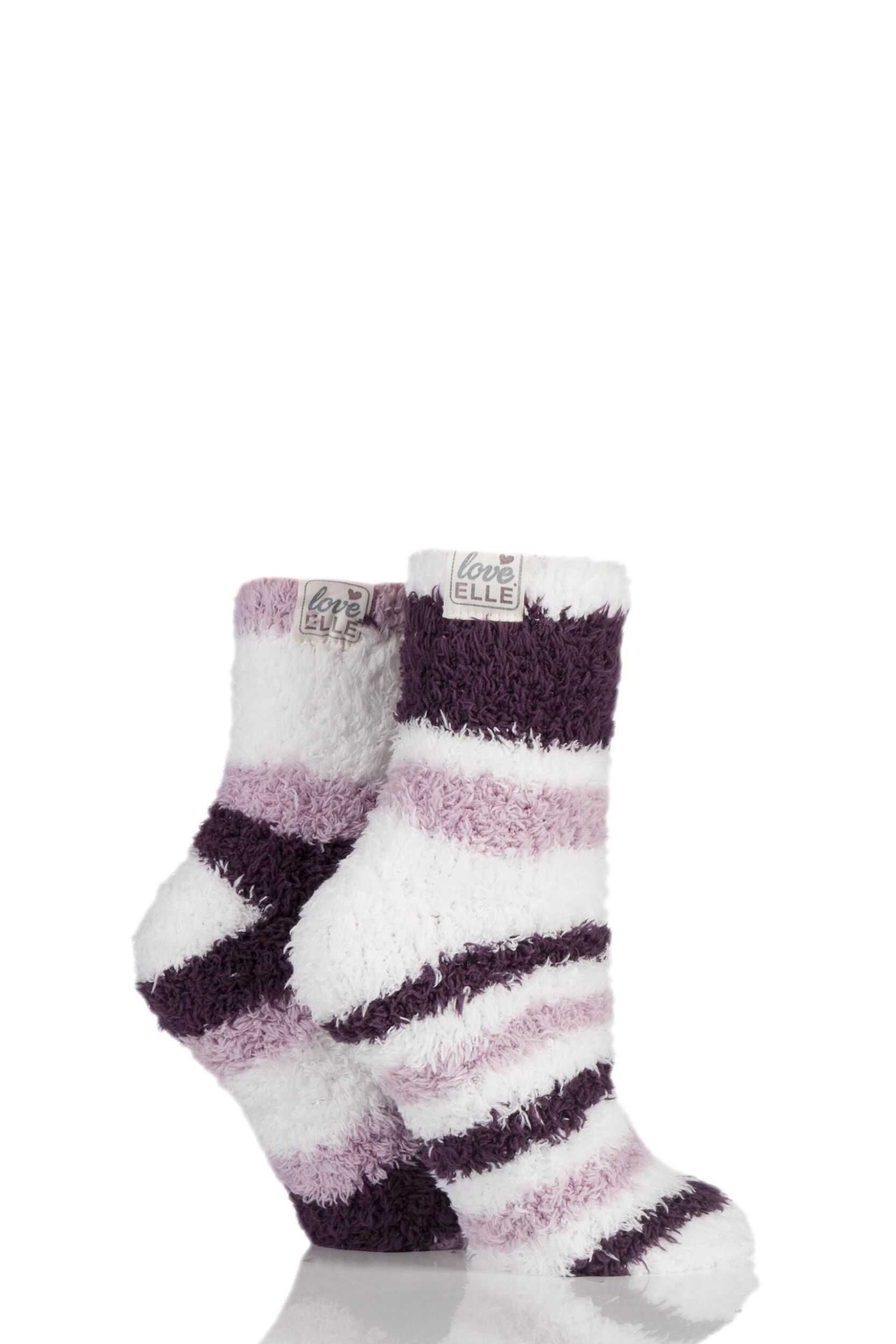 Ladies 2 Pair Elle Fluffy and Cosy Blissful Bed Time Socks