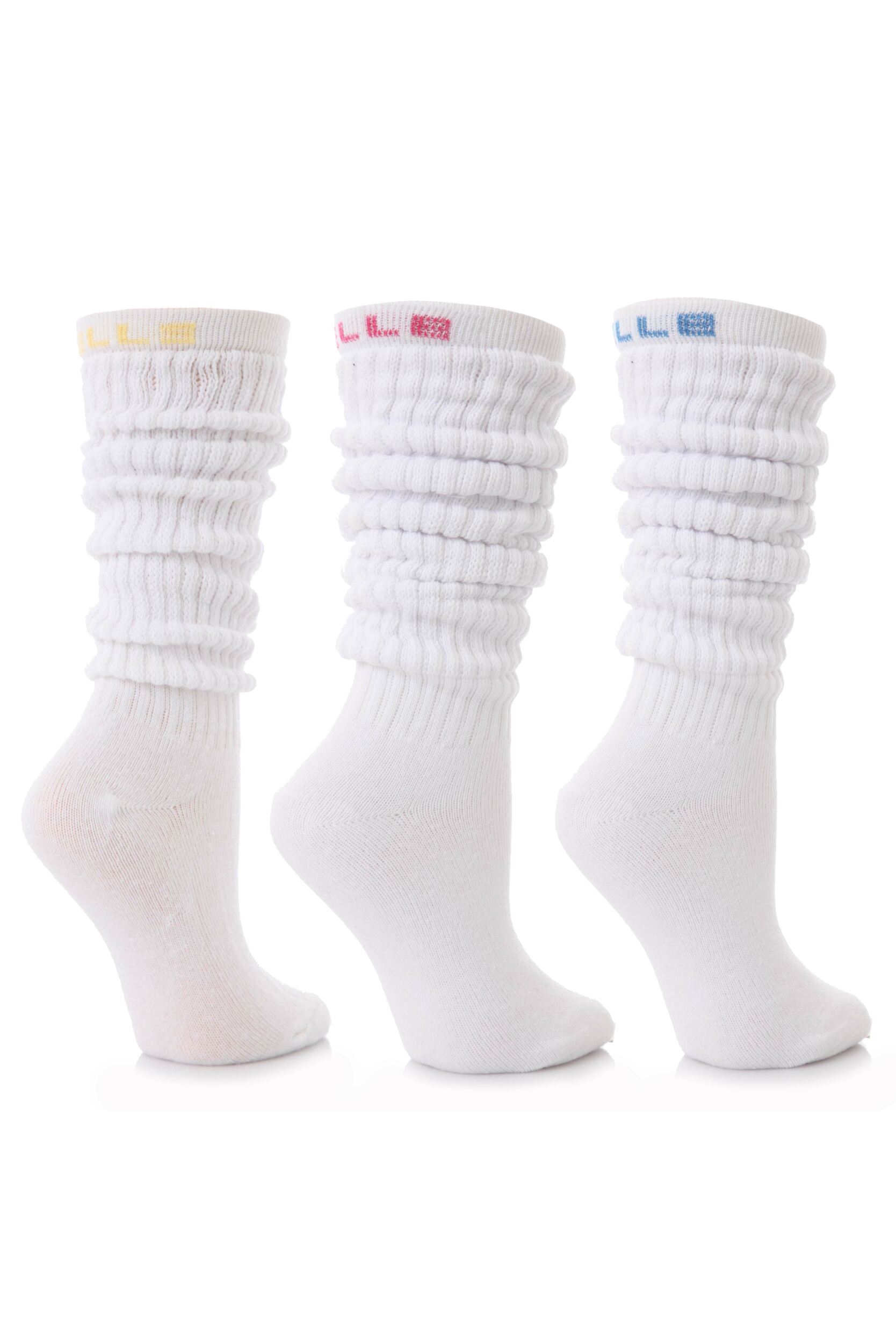 Ladies 3 Pair Elle White Cotton Slouch Socks 48 eBay