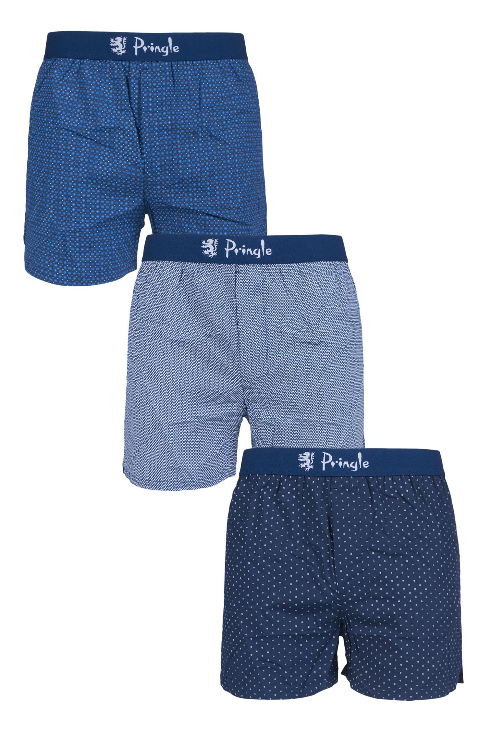Mens 3 Pair Pringle Plain and Patterned 100 Cotton Woven Boxers eBay