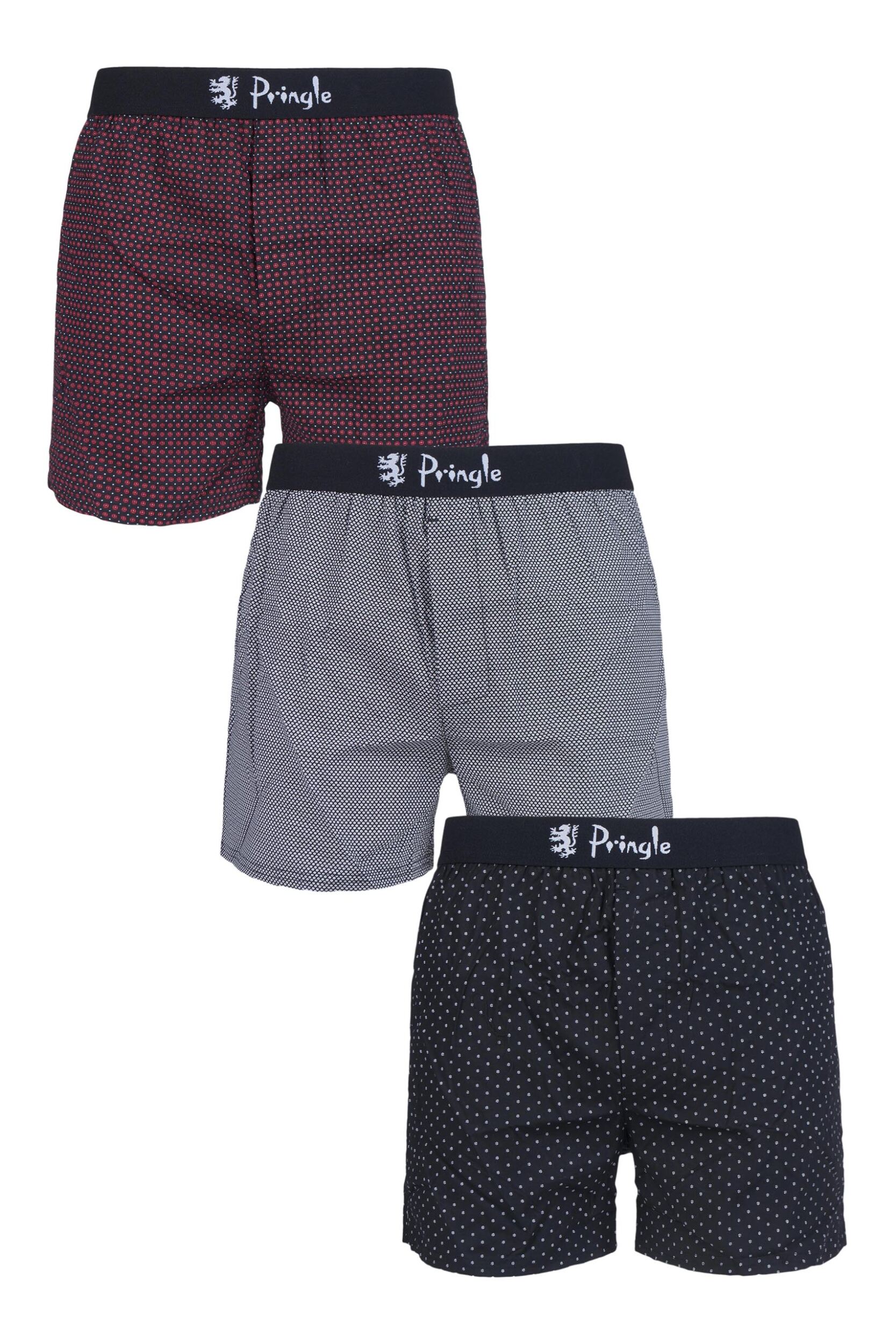 Mens 3 Pair Pringle Plain and Patterned 100 Cotton Woven Boxers eBay