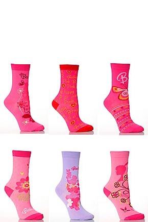 Girls 4 Pair TM Barbie Socks Assorted